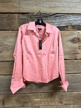 NWT Talbots Classic Button up shirt,  12 p, salmon pink